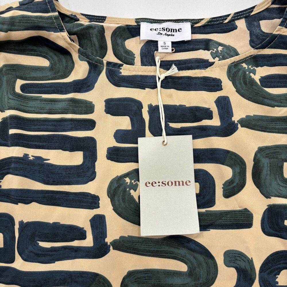 Ee:some Blouse Womens Size Small Boutique Abstract Geometric NWT Neutral - Picture 3 of 7